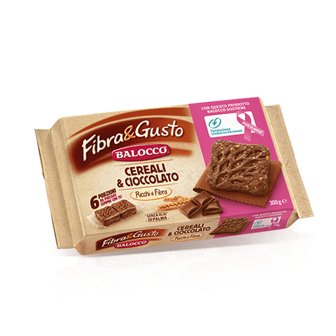 Balocco Fibra e Gusto Italian biscuits with cereals and chocolate 300g - Italian Gourmet UK