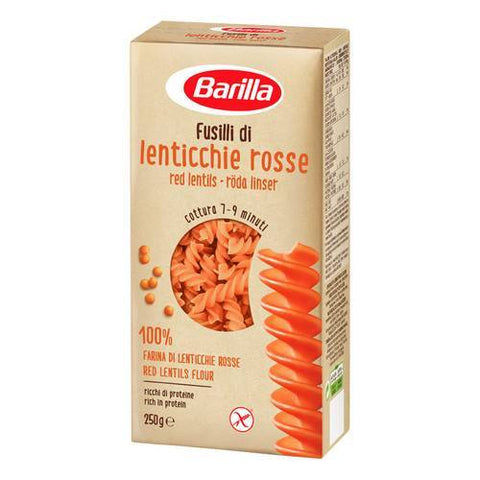 Barilla Fusilli di Lenticchie Rosse (red lentil pasta) Gluten free (250g) - Italian Gourmet UK