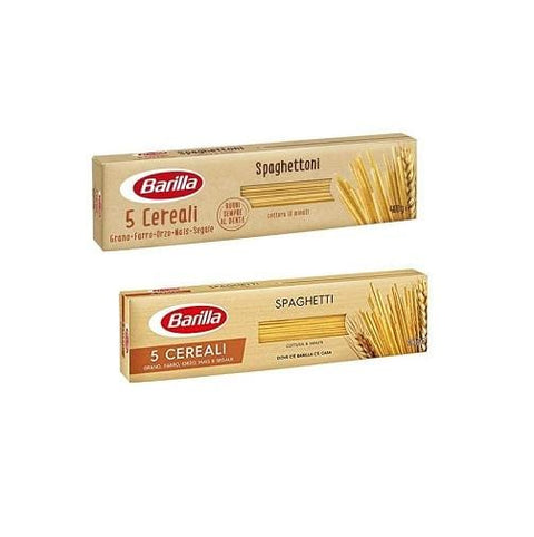 Test pack Barilla italian pasta 5 Cereali Spaghetti & Spaghettoni Cereals Noodles 2x400g - Italian Gourmet UK