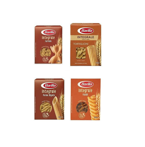 Test Pack Barilla italian Pasta integrale whole wheat Farfalle Tortiglioni Penne rigate Fusilli 4x500g - Italian Gourmet UK
