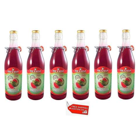 6x Bevida Sciroppo di Anguria Watermelon Syrup Glass Bottle 1Lt - Italian Gourmet UK