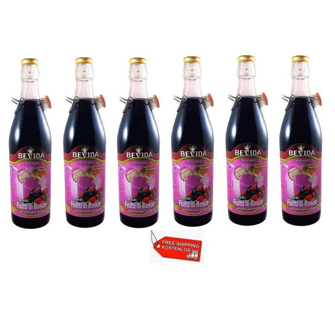 6x Bevida Sciroppo di Frutti di Bosco Berry Syrup Glass Bottle 1Lt - Italian Gourmet UK