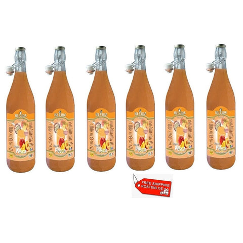 6x Bevida Sciroppo di Pesca Peach Syrup Glass Bottle 1Lt - Italian Gourmet UK
