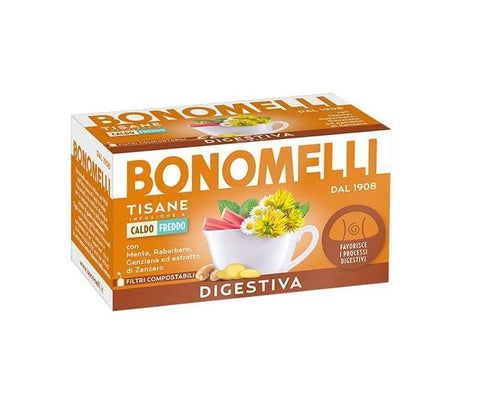 Bonomelli Tisane Digestiva Herbal Tea Mint Rhubarb Gentian 16 filters - Italian Gourmet UK