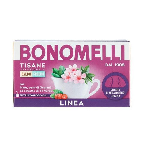 Bonomelli Tisane Linea herbal tea with Maté Guarana 16 filters - Italian Gourmet UK