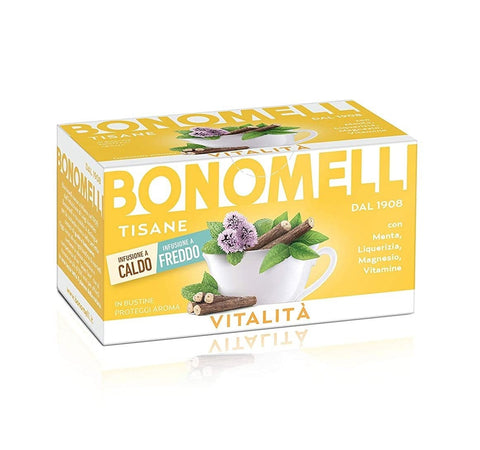 Bonomelli Tisane Vitalità herbal tea mint and licorice 16 filters - Italian Gourmet UK