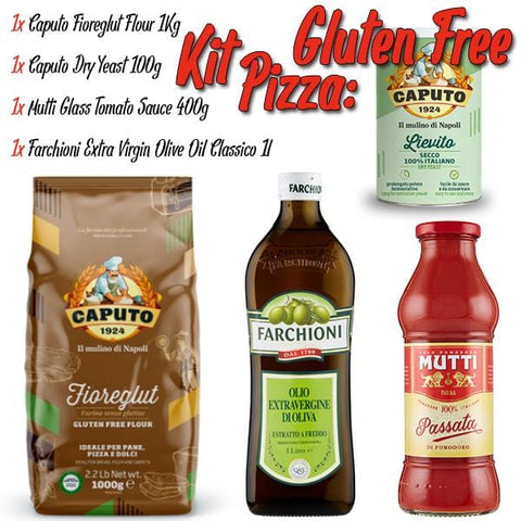 Kit Pizza Gluten Free, Flour Caputo, Yeast Caputo, Tomato Mutti, Oil Farchioni Pizza Napoli - Italian Gourmet UK