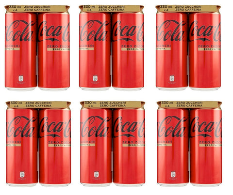 Coca Cola Soft Drink 24x330ml COCA-COLA Zero Zuccheri Zero Caffeina Disposable Can 330ml 5449000233295