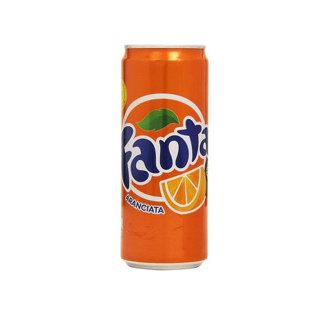 Fanta Aranciata Orange soft drink 33cl disposable cans - Italian Gourmet UK