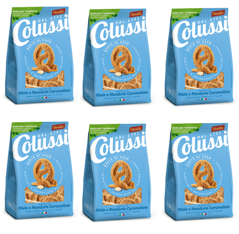 Colussi Biscuits 6x300g Colussi Biscotti Miele e Mandorle Caramellate Biscuits with Honey and Caramelized Almonds 300g 8002590075279