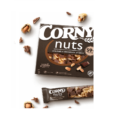 Corny nuts Barrette con arachidi e cioccolato al latte 96g (4x24g) - Corny nuts Bars with peanuts and milk chocolate