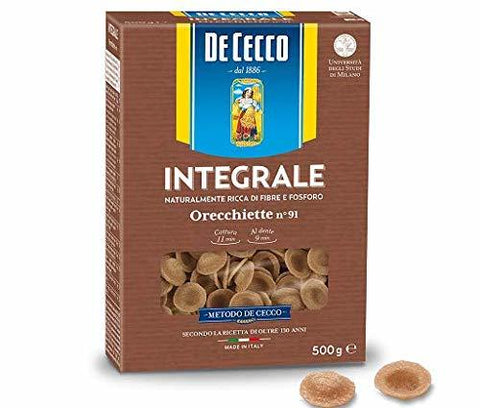 De Cecco Orecchiette integrale wholegrain Italian Pasta 500 g - Italian Gourmet UK