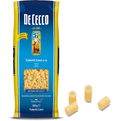 De Cecco Tubetti Lisci n.62 pasta 500g - Italian Gourmet UK