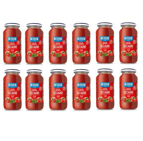 De Cecco Tomato sauce 12x300g De Cecco Salsa Pronta Siccagno con Foglie di Cappero 300g 8001250015365