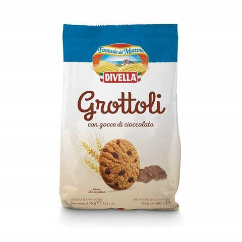 Divella Grottoli con gocce di cioccolato Chocolate chip cookies (400g) - Italian Gourmet UK