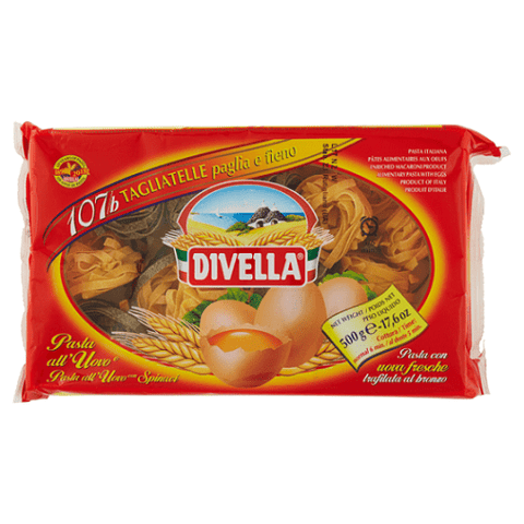 Divella 107 / b Tagliatelle Paglia e Fieno Italian egg pasta 500g - Italian Gourmet UK