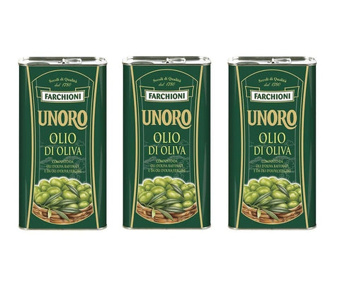 Farchioni Olio Unoro Italian Extra virgin olive oil in can 3x1Lt - Italian Gourmet UK