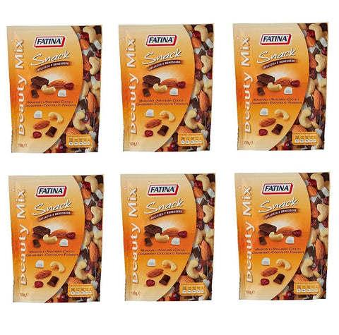 Fatina Snack 6x150g Fatina Snack Beauty Mix Dried Fruits Healthy snack with almonds, cashew nuts, coconut, cranberries, dark chocolate 150g 8003435005147