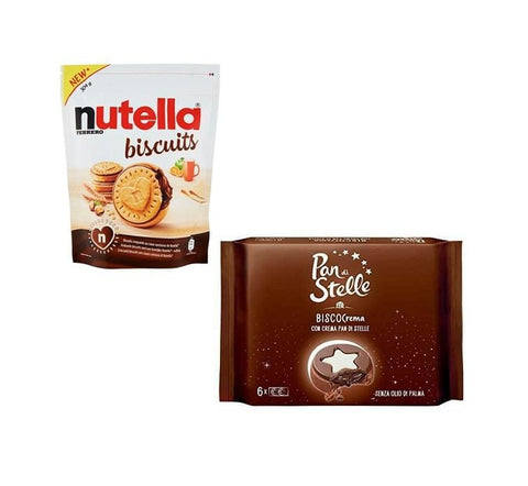 Test Pack Cookies Biscocrema Pan di Stelle (168g) and Nutella Biscuits (304g) - Italian Gourmet UK