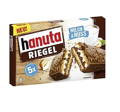 Ferrero Hanuta Riegel Milk Nutella and Hazelnuts wafer 175,5g - Italian Gourmet UK