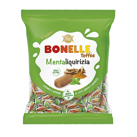 Fida sweet Bonelle Toffee MentaLiquirizia Soft candies with milk, mint and liquorice 150g