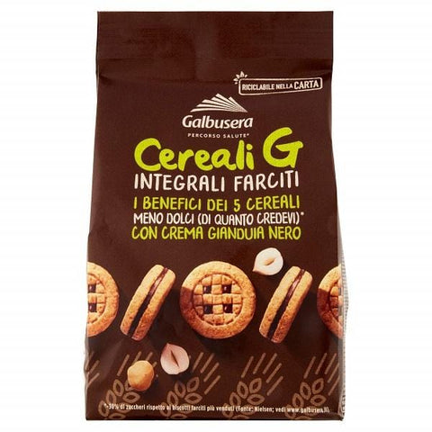 Galbusera Cereali G Whole Grain Biscuits with Gianduia Cream 250g - Italian Gourmet UK