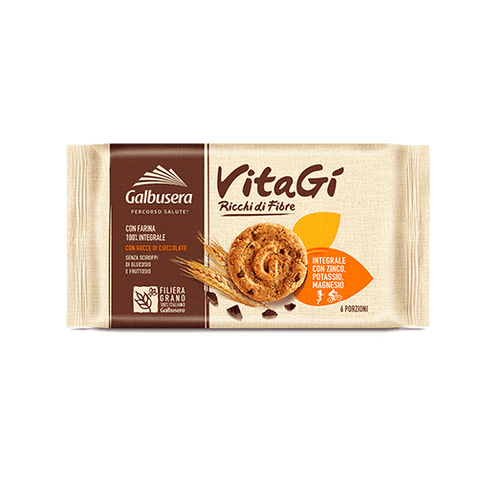 Galbusera Vitagì whole grain biscuits with chocolate drops 300g - Italian Gourmet UK