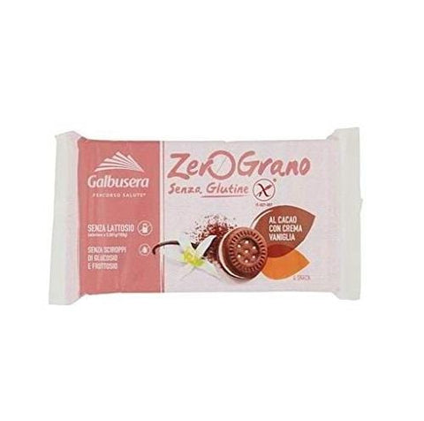Galbusera Zerograno Frollini Cocoa Biscuits with Vanilla Cream 160g gluten-free - Italian Gourmet UK
