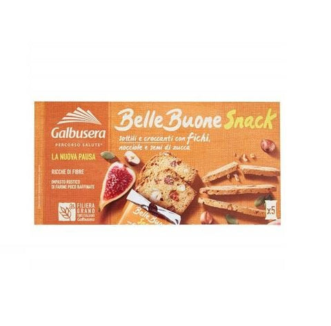 Galbusera Belle Buone Fette sottili fichi nocciole e semi di zucca rusk snacks 150g - Italian Gourmet UK
