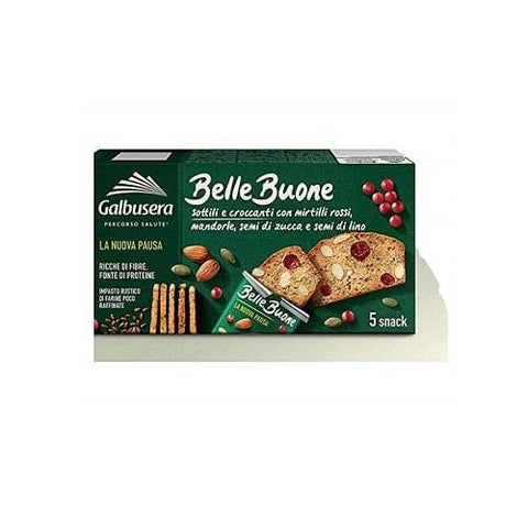 Galbusera Belle Buone Fette sottili mirtilli rossi e mandorle rusk snacks 150g - Italian Gourmet UK
