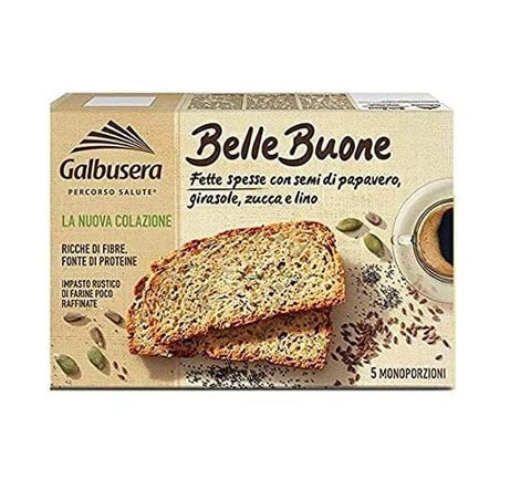 Galbusera Belle Buone Fette spesse di papavero rusk snacks 200g - Italian Gourmet UK