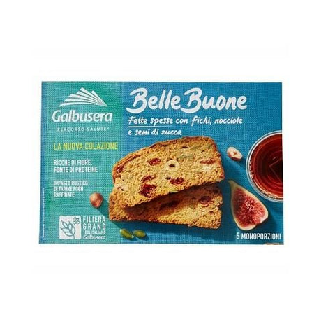 Galbusera Belle Buone Fette spesse fichi e nocciole rusk snacks 200g - Italian Gourmet UK
