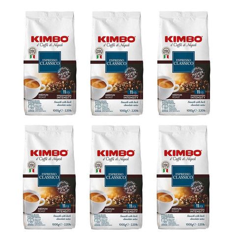Kimbo Coffee 6x1kg Kimbo Espresso Classico Caffè in Grani Coffee Beans Medium Roast 1Kg The Coffee of Naples 8002200121013
