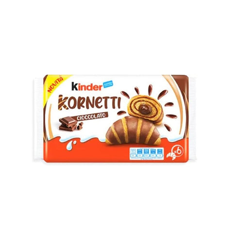 Ferrero Kinder Kornetti - Cornetti Croissant Ripieni al Cioccolato Croissants Filled with Chocolate 252g (6pieces)