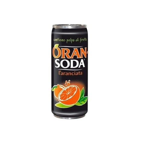 Oransoda Italian orange soft drink 33cl disposable cans - Italian Gourmet UK
