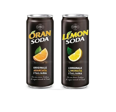 Test pack Lemonsoda Oransoda italian soft drinks (48x33cl cans) - Italian Gourmet UK