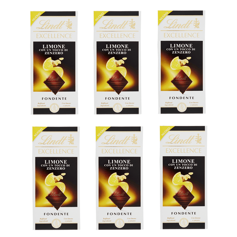 Lindt Chocolate bar 6x100g Lindt Excellence Fondente Limone e Zenzero Dark Chocolate with Lemon and Ginger 100g 3046920010856