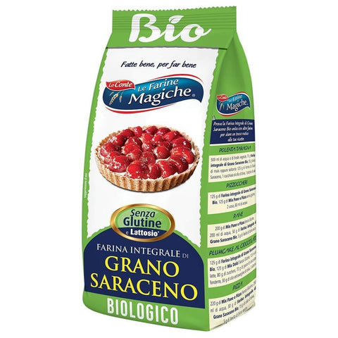 Lo Conte Le Farine magiche Farina di Grano Saraceno Organic whole buckwheat flour 500g - Italian Gourmet UK