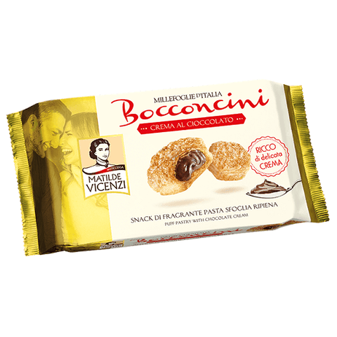 Matilde Vicenzi Bocconcini Cioccolato pastry snack filled with chocolate cream 100g - Italian Gourmet UK