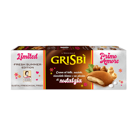 Matilde Vicenzi Grisbi Summer Edition Primo Amore Biscuits with milk cream, hazelnuts and white chocolate 150g - Italian Gourmet UK