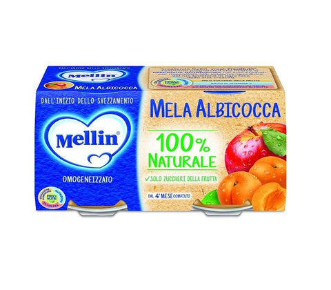 Mellin Mela Albicocca Homogenized Apple And Apricot 2x100g - Italian Gourmet UK