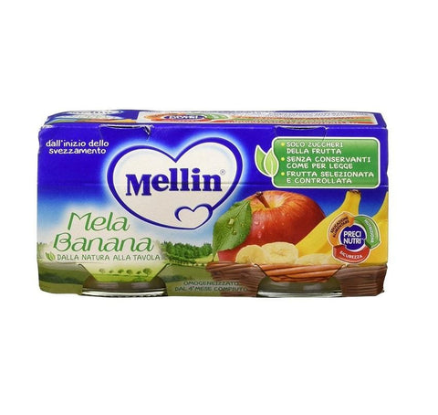 Mellin Mela Banana Homogenized Apple And Banana 2x100g - Italian Gourmet UK