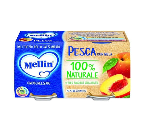 Mellin Pesca Homogenized Peach with apple 2x100g - Italian Gourmet UK
