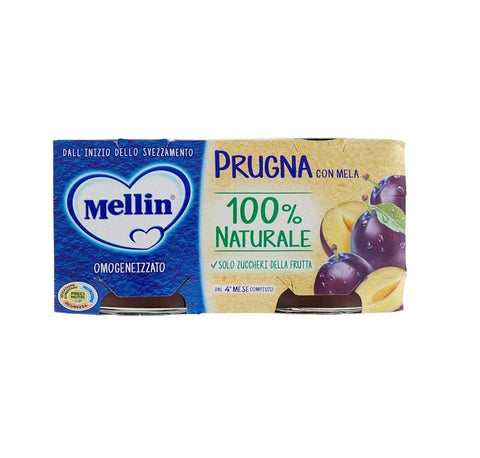 Mellin Prugna 100% Natural Homogenized Fruit Plum with Apple 200g - Italian Gourmet UK