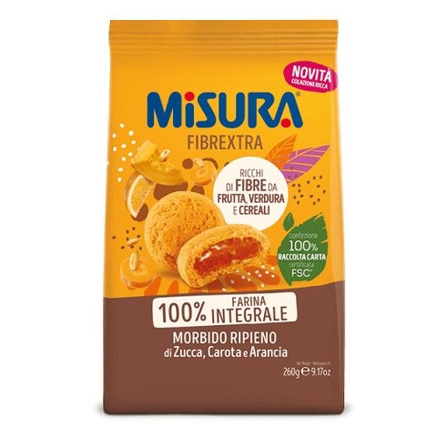 Misura Fibrextra Frollini Ripieni Biscuits Filled with Pumpkin, Carrot and Orange 260g - Italian Gourmet UK