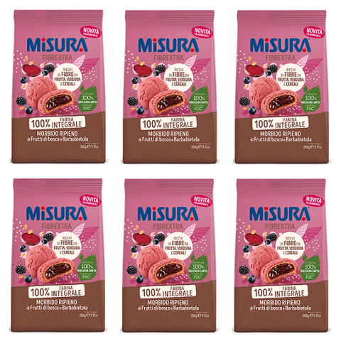 Misura Fibrextra Frollini Ripieni Biscuits Filled with Berries and Beetroot 260g - Italian Gourmet UK