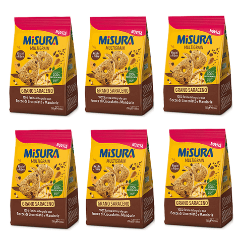 Misura Multigrain Grano Saraceno Wholemeal Biscuits with Chocolate Drops and Almonds 280g - Italian Gourmet UK
