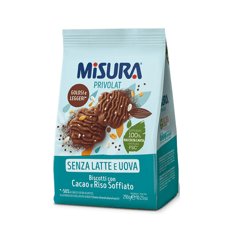 Misura Privolat Cacao e Riso Soffiato biscuits with cocoa and puffed rice 290g - Italian Gourmet UK