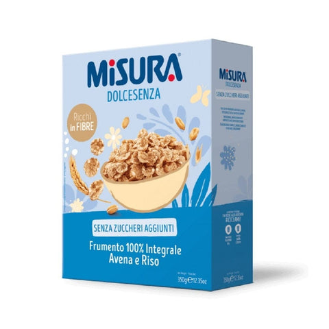 Misura Dolcesenza Frumento 100% Integrale Avena e Riso Wheat 100% Whole Wheat Oats and Rice 350g - Italian Gourmet UK