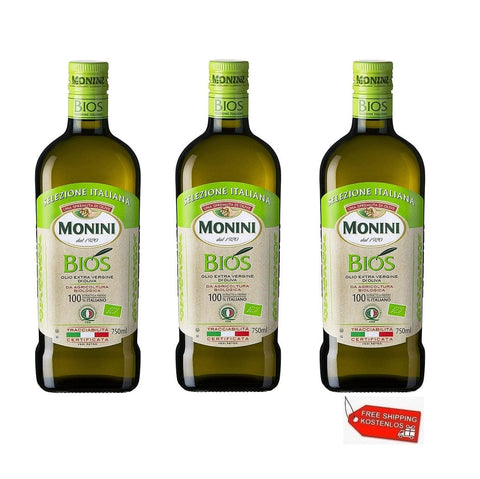 Monini Olive oil 3x Monini Bios Olio Extravergine di Oliva BIO Organic Extra Virgin Olive Oil 750ml 8005510000870